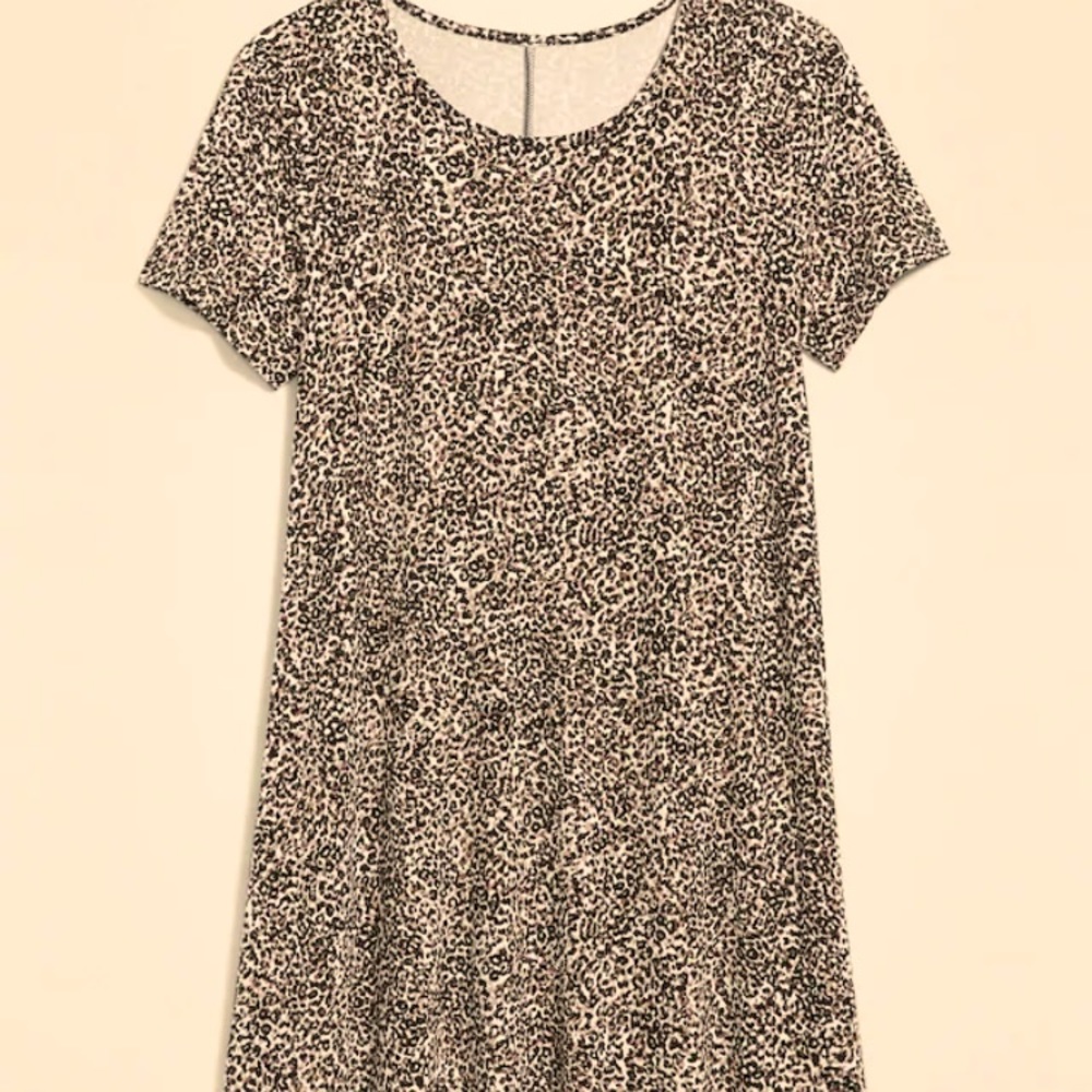 Cheetah Printed Jersey-Knit Swing Dress